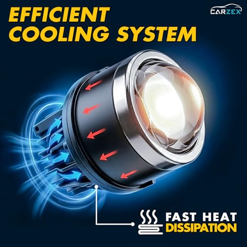 Image of Carzex 3 Inch 80W Universal App Controlled LED Projector Fog Lamp Dual Laser Tri Color Fog Light High /Low Beam 12V (White /Yellow, 4300K)