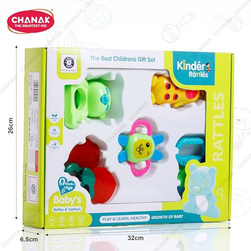Image of Chanak Baby Kinder Rattle Set for 0-6 Months Old Baby, Non-Toxic, 100% BPA Free, Infant Grab, Spin & Shake Rattles, Colorful Rattles with 6 Pcs, Early Educational Sensory Toy, BIS Approved