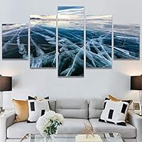 SIGNWIN 5 Panel Canvas Wall Art Modern Art Aerial Contemporary Cool Dramatic Multicolor Nature Photography Snow for Home Decorations Ready to Hang - 60