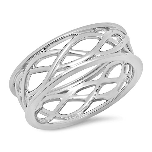 Dazzlingrock Collection Women Anniversary Wedding Swirl Stackable Fashion Band Ring, Sterling Silver