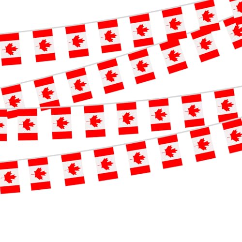 Banderoles Drapeaux Chaîne Canada 16.5 Pieds 30 Drapeaux