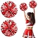 Produktbild 2 Stück Leichte Cheerleader Pompons,Metal Foil Cheerleading Pom Poms,Sportkader Cheerleader Pompons für Mädchen, für Sportwettbewerb Tanzen Cheers Erwachsene Kinder,Sportspiel Teamgeist,Rot