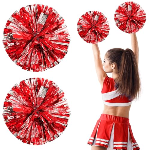 2 Stück Leichte Cheerleader Pompons,Metal Foil Cheerleading Pom Poms,Sportkader Cheerleader Pompons...