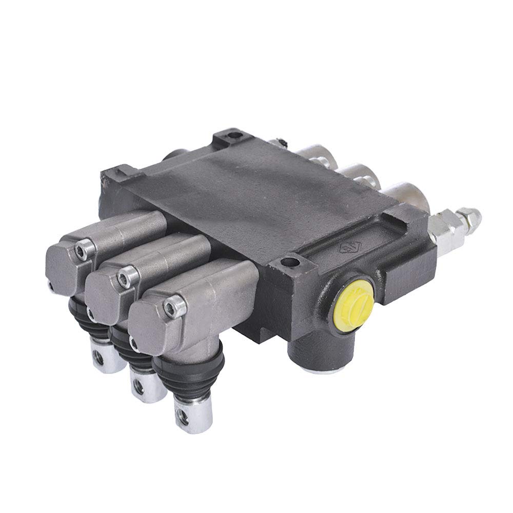 findmall Válvula de control direccional hidráulica de 3 carretes de 13 GPM 3600 PSI, puertos SAE, válvula de doble acción para tractores pequeños, tractores, cargadores, divisor de troncos