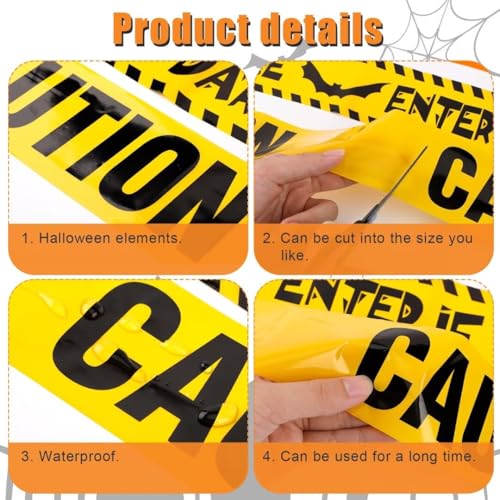 NQEUEPN 8 fitas de Halloween Fright Tape, 73 m x 7 polegadas, fita de advertência de Halloween assus