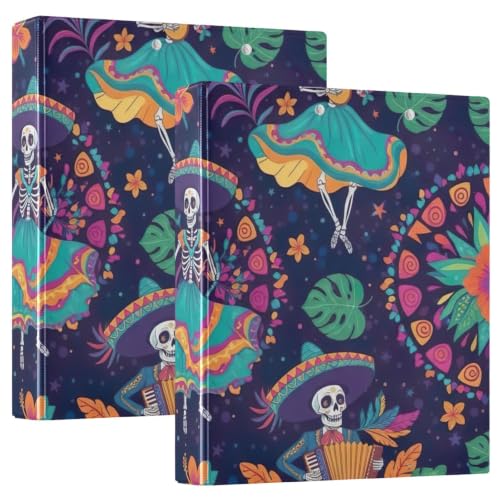 Classeur à anneaux en D squelette mexicain vintage pour bureau et école