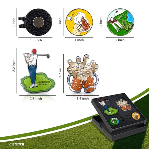 Funny Golf Ball Marker Magnetic Hat Clip for Putting Green - Premium Golf Accessories and Gift - Enhance Golfing Experience - 4 Markers with 2 Hat Clips - Image 3