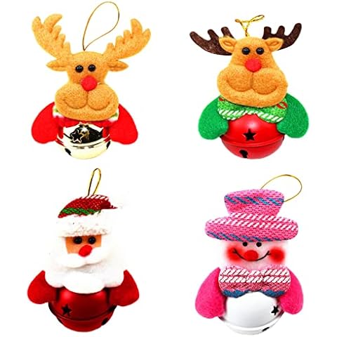 4 Pieces Christmas Ornaments Decoration Christmas Tree Hanging Pendant Jingle Bells Ornaments for Christmas Tree Home Party Decoration Cover