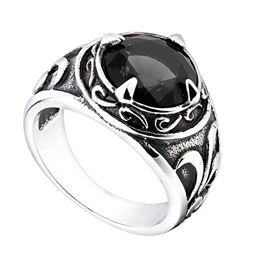 Bague homme acier inoxydable fleur gemme ronde pour un look décontracté