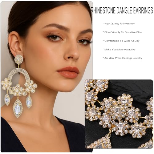 Rhinestone Dangle Earrings For Women Crystal Iridescent Statement Earrings For Women Prom Jewelry Accessories4