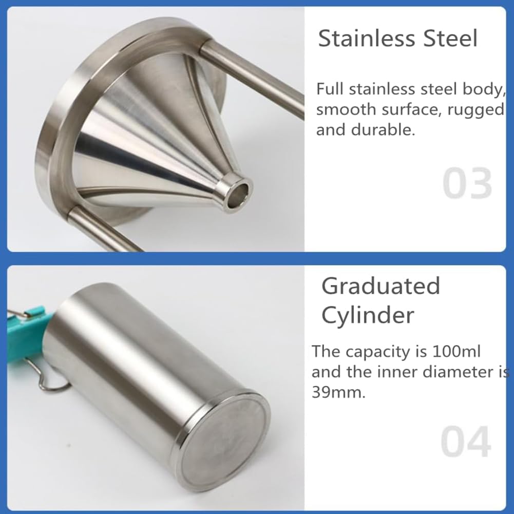 Schüttdichtetester, Trichterkegel 60°±0,5°, 100 ml Volumen, 39 mm Innendurchmesser, Messzylinder für Kunststoff, Mineral, Metallpulver