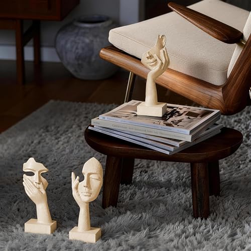 Juego de 3 estatuas pensadoras abstractas de resina miniatura 6