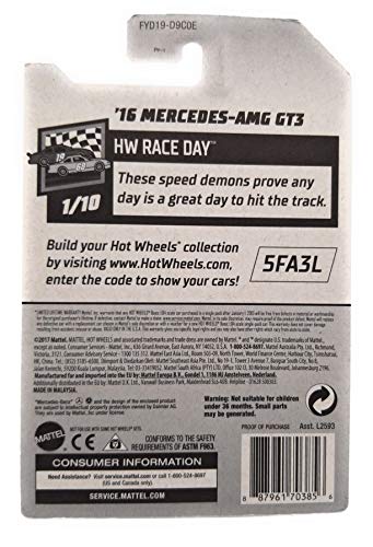 Hot Wheels 2019 Hw Race Day 1/10: '16 Mercedes-AMG GT3 miniatura 4