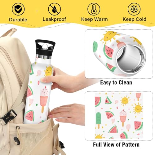 Gourde enfant anti-fuite en acier inoxydable avec paille et isolation sous vide 600 ml - 5