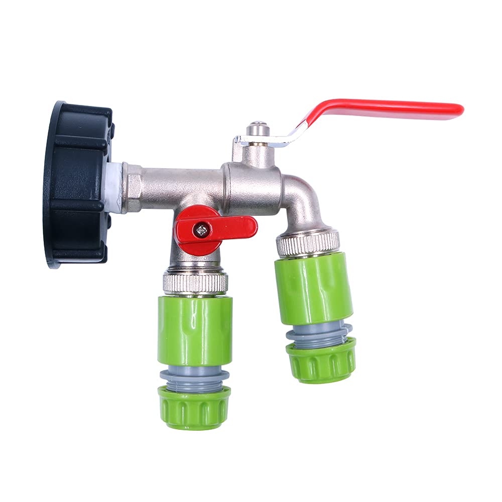 Adattatore Per Serbatoio IBC Con Doppia Uscita – Rubinetti Indipendenti E Raccordo Rapido Da 12mm