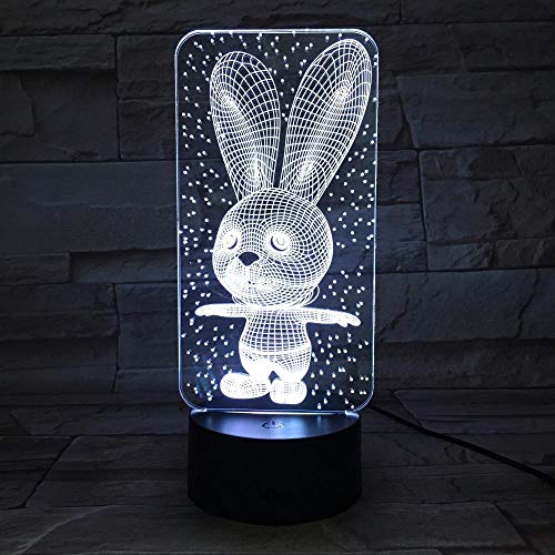 Preisvergleich Produktbild Kaninchen niedlich Hase Baby Schlafzimmer Lampen Nachtlicht Cartoon Kunststoff schlafen LED Kinder 3D Lampe Glühbirne Nachtlicht mit 7 Farben ändern