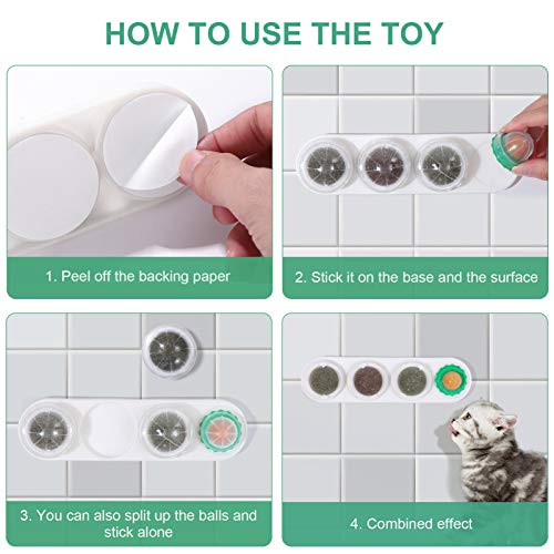 TEHAUX Bola de parede de erva de gato, bolas comestíveis para lamber a erva do gato, petiscos natura