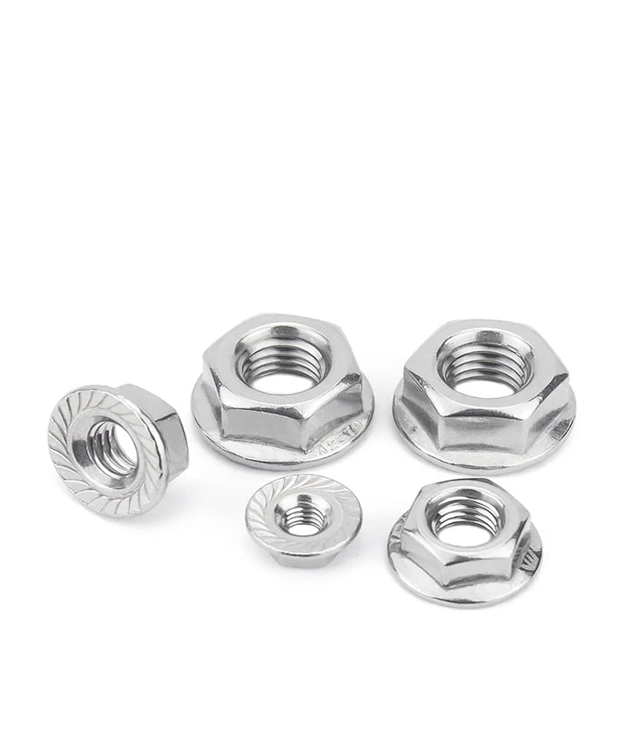 2~5pcs M8 M10 M12 Fine Thread 304 A2-70 Stainless Steel Hexagon Hex Serrated Lock Spinlock Flange Nut Pitch 1mm 1.25mm 1.5mm(M12x1.5-2pcs)