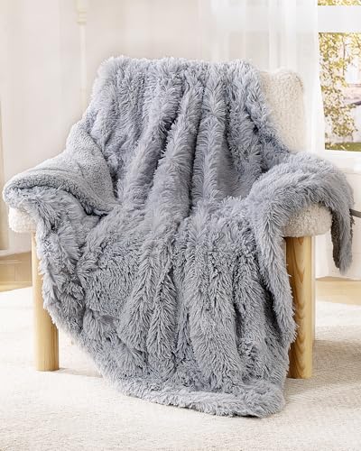 UINIU Super Soft Fluffy Faux Fur Throw Blanket for Couch Fuzzy Sherpa Fleece Cozy Warm Gifts for Women Room Decor Christmas Plush Thick Throw for Men Minky Teen Gifts Winter Bedding 50 x 60
