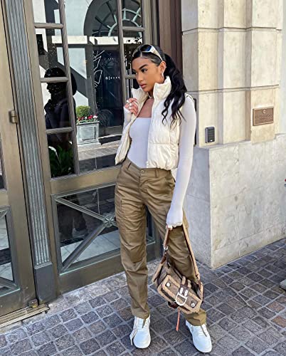 Image of SySea Women's Crop Puffer Vest Winter Zip Up Lightweight Sleeveless Warm Outerwear Padded Coat