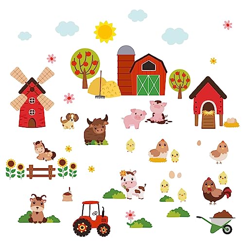 Pegatinas de pared animales de granja PLIGREAT 2 hojas miniatura 1