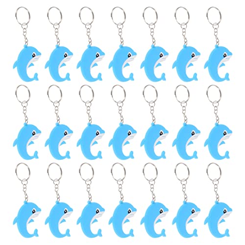 Image of NUOBESTY 21Pcs Cartoon Dolphin Keychains Pvc Bag Pendants Decorative Soft Sea Creature Keyrings for Car Keys and Accessories