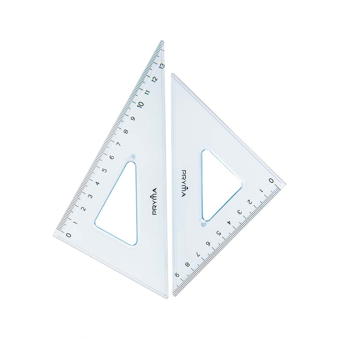 Pryma Set di 2 Squadre Trasparenti 45° 60° per Disegno Tecnico