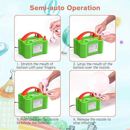 Dr.meter Ballonluchtpomp, Elektrische Inflatorpomp met Dubbele Sproeierblazer Draagbare Pomp voor Kerstdecoraties, Feest… - Image 5