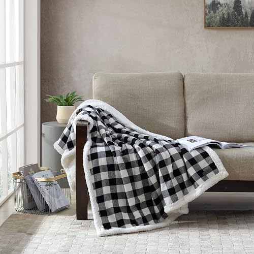 Image of Eddie Bauer - Blanket, Super Soft Reversible Sherpa & Brushed Fleece Bedding, Throw Blankets for Couch, Ideal for Lounging (Cabin Plaid Black)
