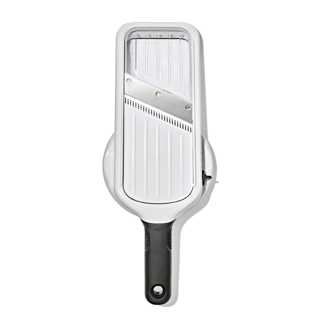 Mandolina OXO Good Grips portatile con lama regolabile 5 posizioni per affettare e julienne, impugnatura antiscivolo, lavabile in lavastoviglie, facile da riporre