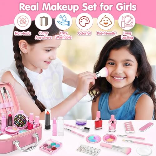 Image of Kidology Kids Makeup Kit for Girl, Unicorn Toys for Girl Real Washable Makeup Girls Princess Play Make Up Toys, Makeup Set for Age 3+ Year Old Christmas & Birthday Gift (Mermaid Suit Case Makeup Set)