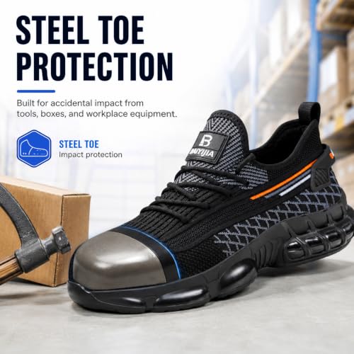 Image of Steel Toe Work Shoes for Men Lightweight Safety Shoes with Puncture Resistant Sole Comfortable Construction Industrial Work Shoe for Warehouse