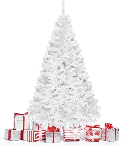 Nightcore 7 Foot White Artificial Christmas Tree with Metal Suppo...