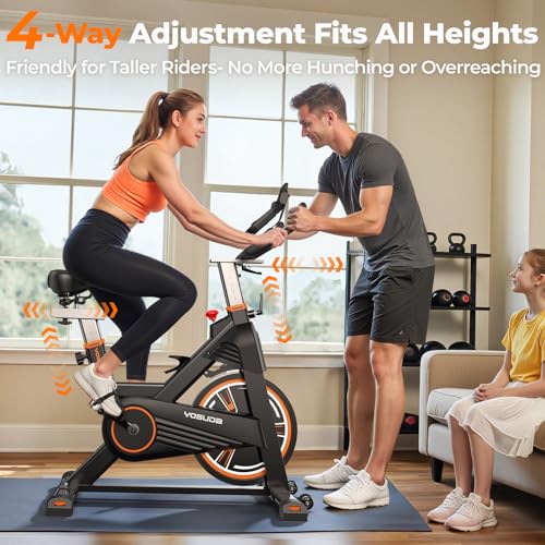 yosuda pro magnetic exercise bike 350 lbs weight capacity - indoor cycling bike stationary with comfortable seat cushion silent belt drive
