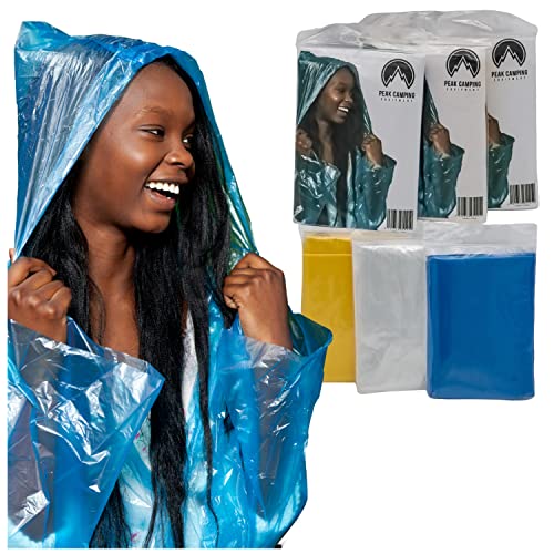 Regenponcho Einweg | 3er Set | Regencape Kapuze | Notfallponcho Regenjacke Regenschutz | UNISEX | Wandern, Caming, Oudoor, Radfahren Cover