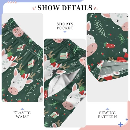 ZZXXB Xmas Cow with Gifts Boys Long Pants Soft Trousers Elastic Waist Kids Lounge Bottoms with Pockets S-XL4