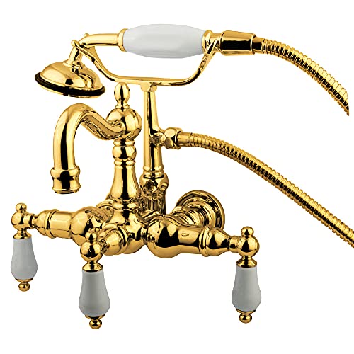 Kingston Brass CC1011T2 Vintage Clawfoot Tub Faucet, 3-3/8-Inch Center, Polished Brass