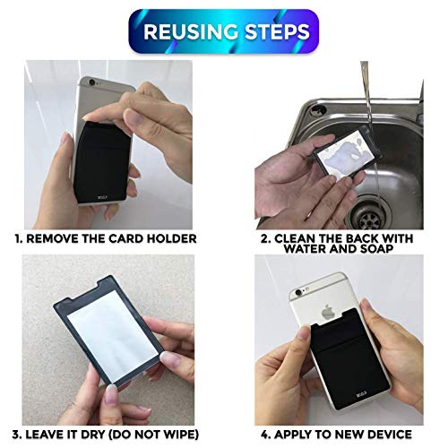 Image of RFID Blocking Phone Card Wallet - Double Secure Pocket - Ultra-Slim Self Adhesive Credit Card Holder Card Sleeves Phone Wallet Sticker All Smartphones(Purple)-2PC