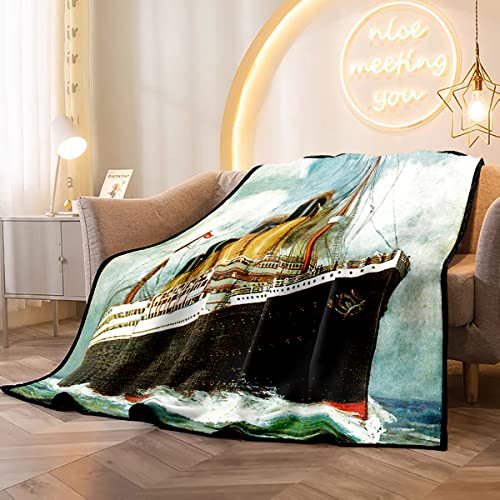 Suike Throw Blanket 50X60 Inches Luxury Flannel Vintage Ocean Rms Titanic Liner Draw Furniture Interesting And Warm Pop Art Microfiber Print Soft Cozy Warm Wrinkle Resistant Couch Bed Throws Sofa #TOP4