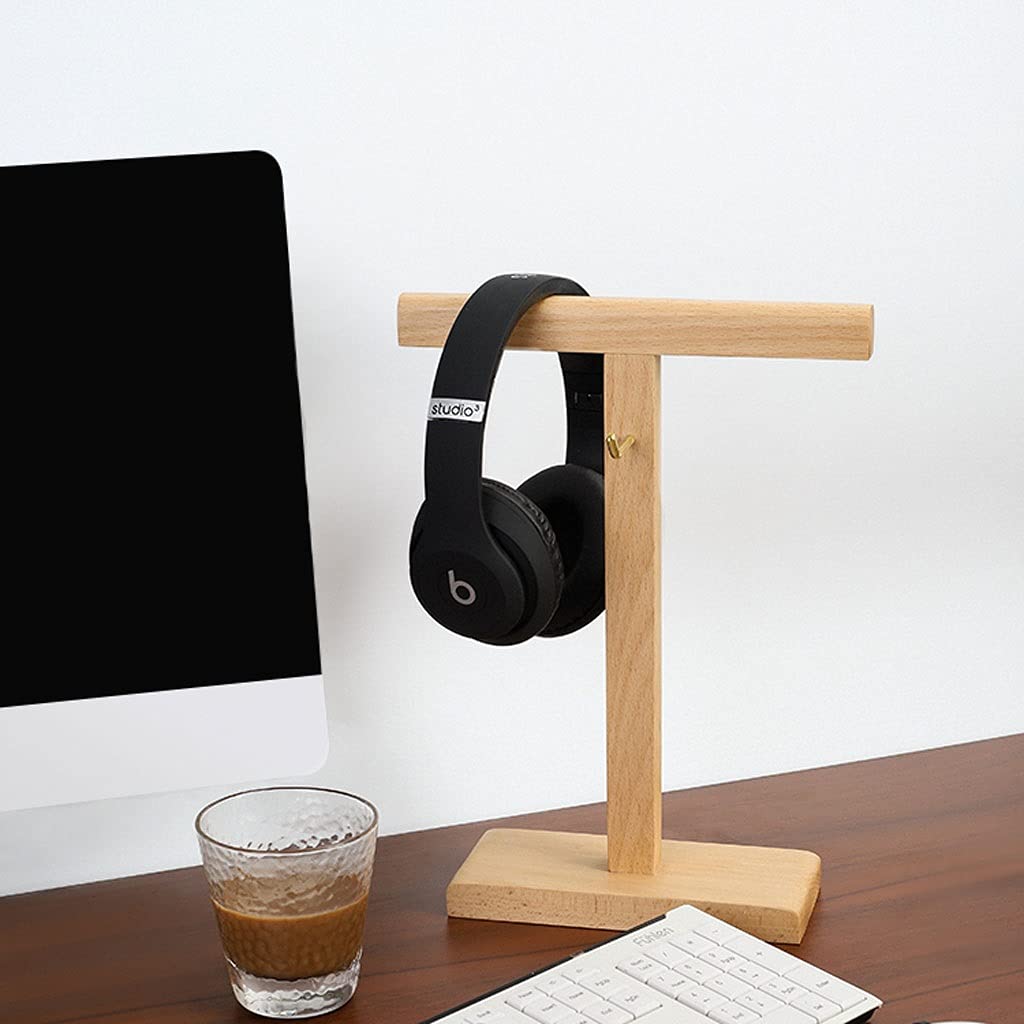 Soporte para Auriculares Auricular de madera Hanger Desktop Auriculares verticales Soporte de la tabla Mesa accesorios Multifuncional Auricular Pantalla Soporte Metal Hook Soporte de Cascos Gaming