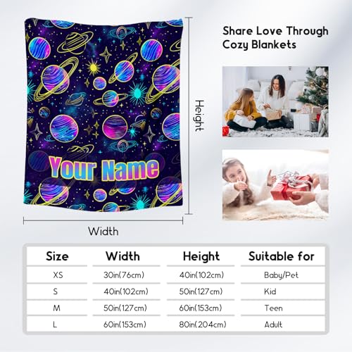 Custom Planet Blanket - 50x60 Inches Cute Throw Blanket for Men, Women - Soft Fuzzy Blankets for Bed, Couch & Travel