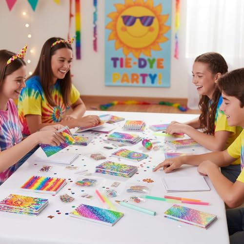 Image of Glenmal 24 Pcs Mini Notepads for Kids Party Favors Mini Tie Dye Note Pads Glitter Colorful Little Pocket Notepads for Girls Gift Classroom Rewards 20 Pages Each (Multicolor)