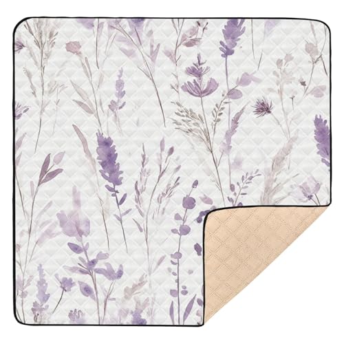 Kigai Lavender Baby Play Mat for Floor and Playpen 50x50 inch Non-Slip Baby Activity Playmat Waterproof Foldable Crawling Mat for Infants Toddlers