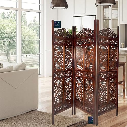 Wooden Room Partition/Screen/Room Divider/Room Separator Traditional Handicrafts 6Ft (Dark Brown) (4 Panel) (3 Panel)