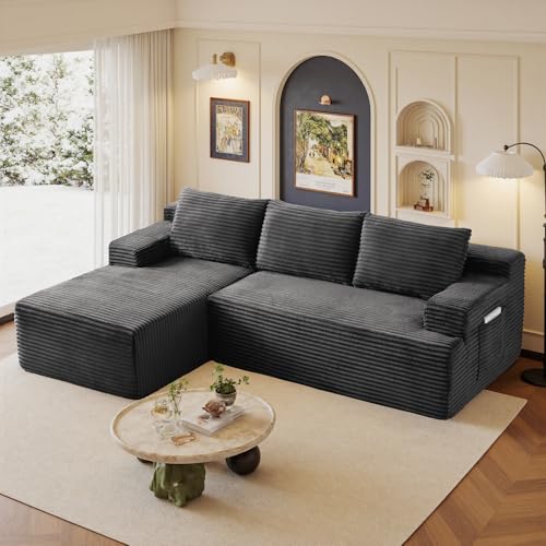 Image of 96 inch Sectional Couches for Living Room Cloud Couch Sofa with L-Shape Upholstered Boneless Couchs Modern Modular Sectional Couch with Chaise