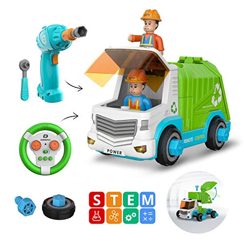 DEERC Remote Control Take Apart Toys Cars for Kids with Electric Drill, 2.4GHz