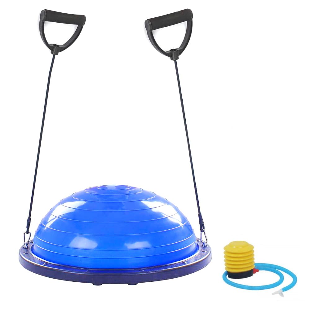 Half Balance Ball with Rope (diametro 60 Cm) + Pompa | Palla Con Elastici Per Home Fitness, Pilates, Yoga, Palestra, Ginnastica