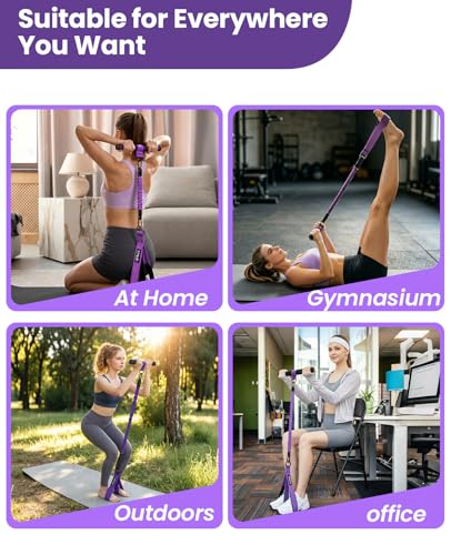 Image of Multifunctional Portable Pedal Resistance Band with Handle for Women - 3 Adjustable Tubes for Core(30 /40 /50LB), Abs, Arm & Leg Workouts | Home Gym Equipment
