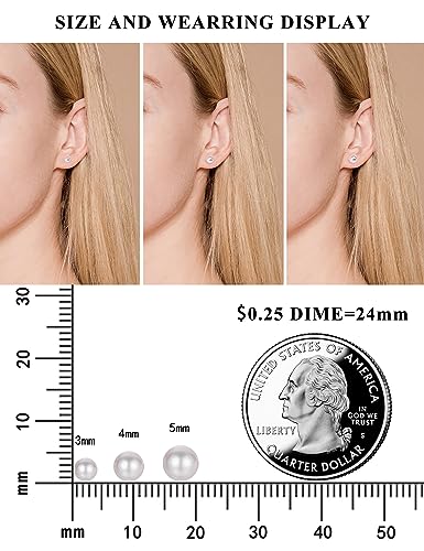 925 Sterling Silver Small Pearl Earrings with safety backs in 4mm White Simulated Pearl Hypoallergenic Screwback Earrings for Women (pearl-w4mm)3