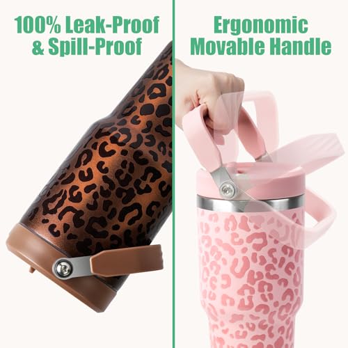 Image of 30 oz Tumbler with Handle, Vacuum Insulated Tumblers with Flip Straw and Top Handle, Reusable Insulated Cup for Home, Outdoors, Leakproof, Fits in Cup Holder, Cold for 30 Hours